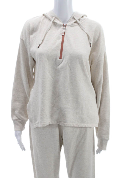 PJ Salvage Women Jogger Outfit Set Beige High Neck Cotton Long Sleeve Size S