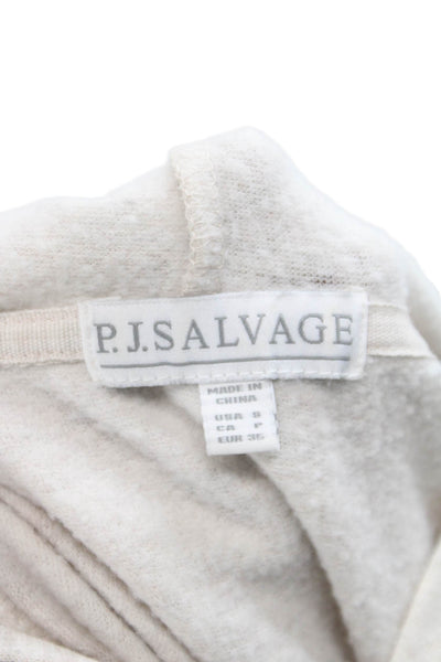 PJ Salvage Women Jogger Outfit Set Beige High Neck Cotton Long Sleeve Size S