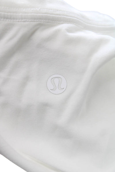 Lululemon Womens White Cotton V-Neck Short Sleeve Basic T-Shirt Size L