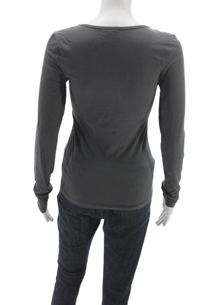 & Other Stories Women Basic Scoop Neck Long Sleeve T-Shirt Gray Size S
