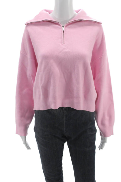 MNG Womens Pink Pullover Sweater Collared Long Sleeve Viscose Size S