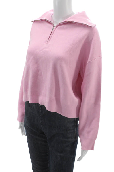 MNG Womens Pink Pullover Sweater Collared Long Sleeve Viscose Size S