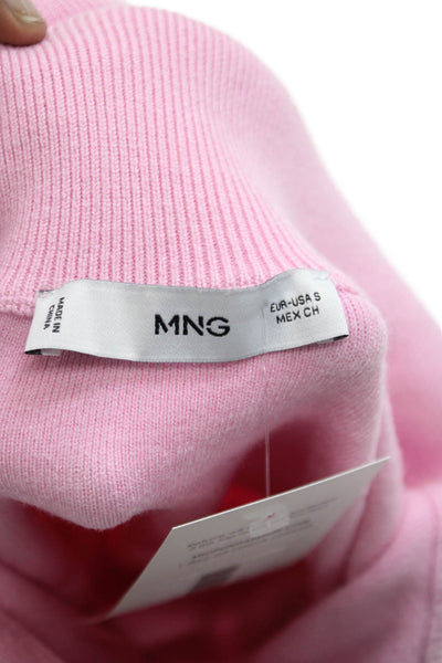 MNG Womens Pink Pullover Sweater Collared Long Sleeve Viscose Size S
