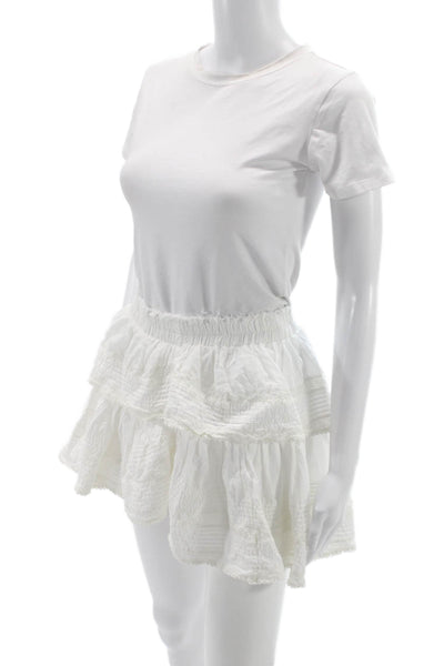 Love Shack Fancy Womens White Cotton Mini Skirt Size S