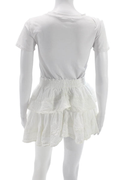 Love Shack Fancy Womens White Cotton Mini Skirt Size S