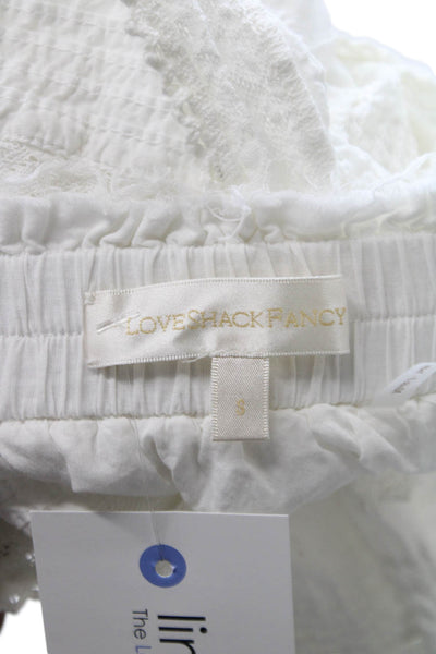 Love Shack Fancy Womens White Cotton Mini Skirt Size S