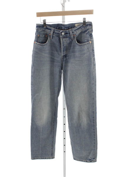 Levi's Unisex Adults Straight Jeans High Rise Blue Cotton Size 25