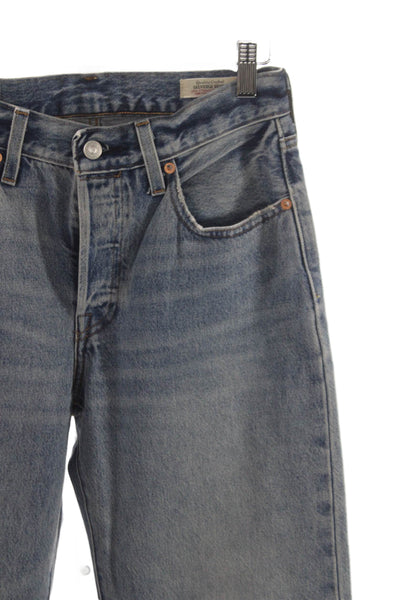 Levi's Unisex Adults Straight Jeans Blue High Rise Button Fly Size 25