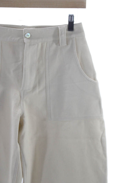 Donni Women Cropped High Rise Cotton Pants Beige Button Inseam 26 Size 2