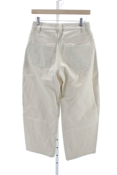 Donni Women Cropped High Rise Cotton Pants Beige Button Inseam 26 Size 2