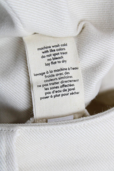 Donni Women Cropped High Rise Cotton Pants Beige Button Inseam 26 Size 2