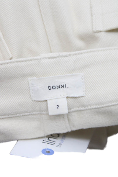 Donni Women Cropped High Rise Cotton Pants Beige Button Inseam 26 Size 2