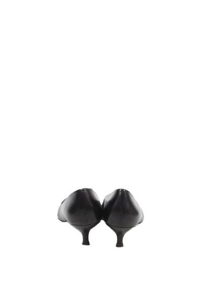 Stuart Weitzman Womens Leather Pointed Toe Kitty Heels Shoes Black Size 8M