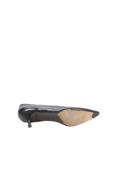 Stuart Weitzman Womens Leather Pointed Toe Kitty Heels Shoes Black Size 8M