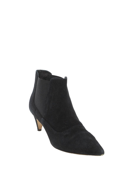 J Crew Womens Suede Pointed Toe Mid Heels Ankle Boots Shoes Black Size 8