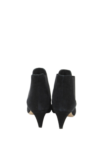 J Crew Womens Suede Pointed Toe Mid Heels Ankle Boots Shoes Black Size 8