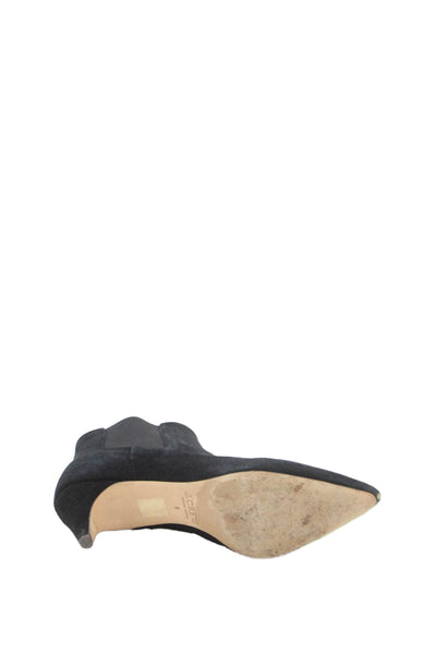 J Crew Womens Suede Pointed Toe Mid Heels Ankle Boots Shoes Black Size 8