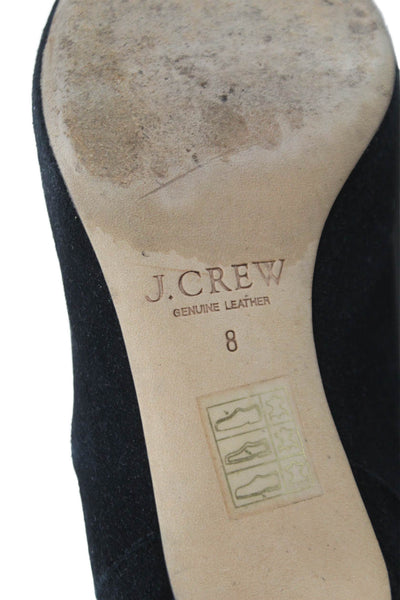 J Crew Womens Suede Pointed Toe Mid Heels Ankle Boots Shoes Black Size 8