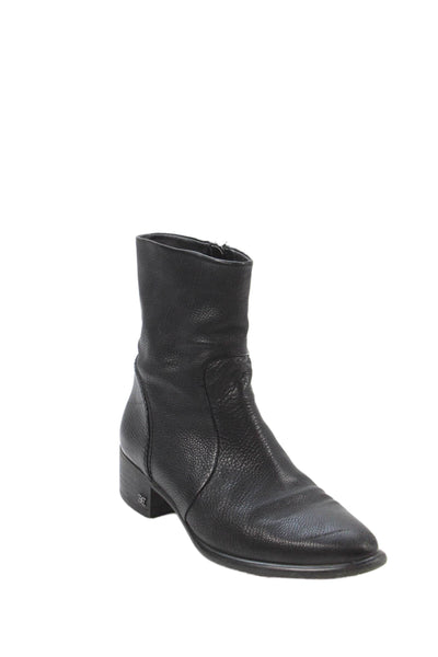 Sam Edelman Womens Leather Zip Ankle Boots Shoes Solid Black Size 8