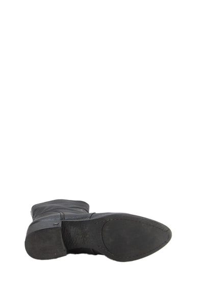 Sam Edelman Womens Leather Zip Ankle Boots Shoes Solid Black Size 8