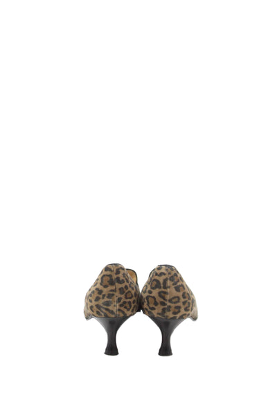 Galo Womens Leather Leopard Print Kitten Heel Shoes Brown Size 8