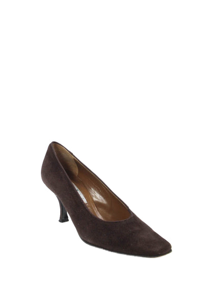 Galo Womens Suede Leather High Heels Pumps Shoes Brown Size 8.5
