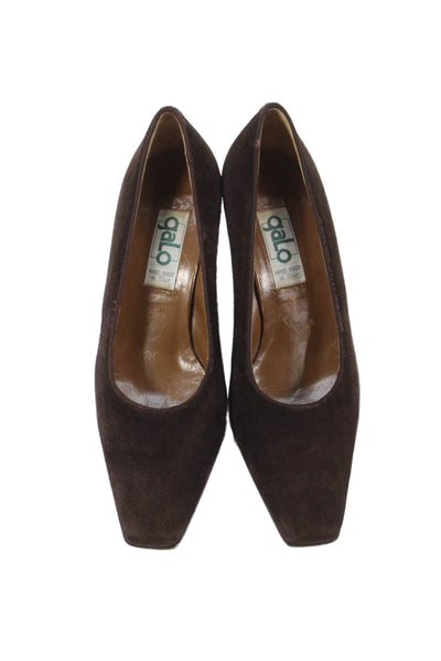 Galo Womens Suede Leather High Heels Pumps Shoes Brown Size 8.5