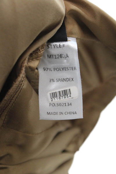 Isalis Women Cropped Blouse Gold Collared Long Sleeve Polyester Size S