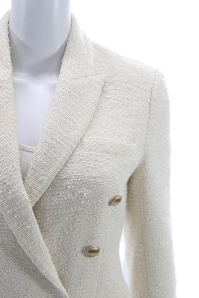 L'Agence Womens Cotton Double Breasted Blazer White Size 2