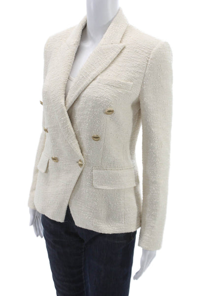 L'Agence Womens Cotton Double Breasted Blazer White Size 2