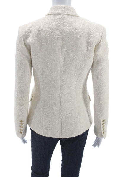 L'Agence Womens Cotton Double Breasted Blazer White Size 2