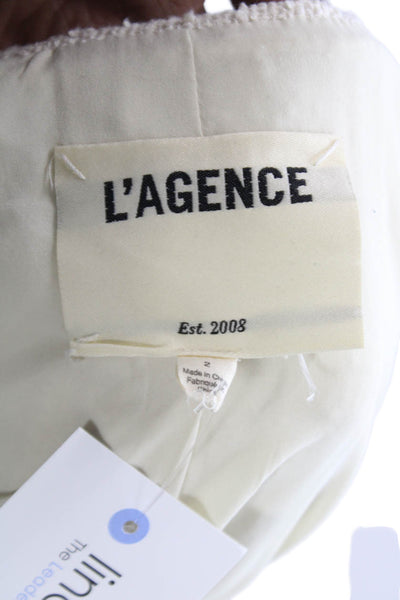 L'Agence Womens Cotton Double Breasted Blazer White Size 2