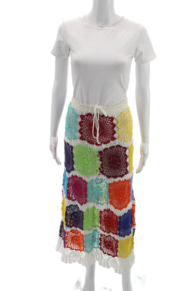 Pop Saint Barth Women Multicolor Geometric Cotton Maxi Skirt Size M