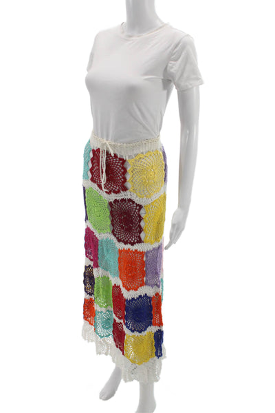 Pop Saint Barth Women Multicolor Geometric Cotton Maxi Skirt Size M