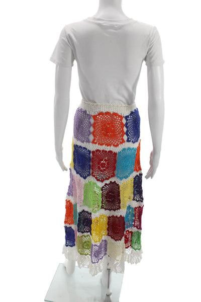 Pop Saint Barth Women Multicolor Geometric Cotton Maxi Skirt Size M