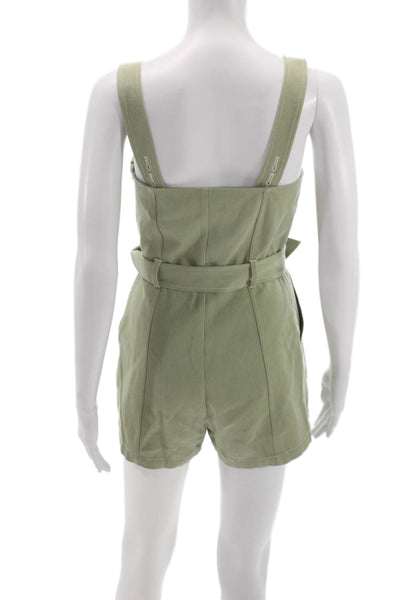 Intermix Women Sleeveless Green Cotton Square Neck Romper Zip Size 0