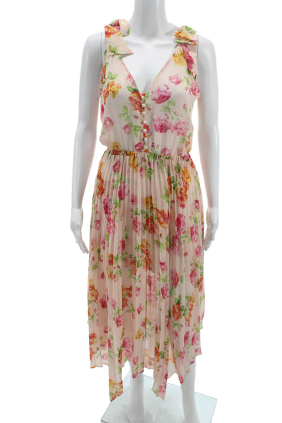 The Kooples Women Fit & Flare Dress Pink V-Neck Sleeveless Floral Size 1