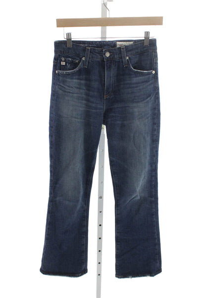AG Adriano Goldschmied Women Cropped Jeans Blue Cotton Mid Rise Size 25