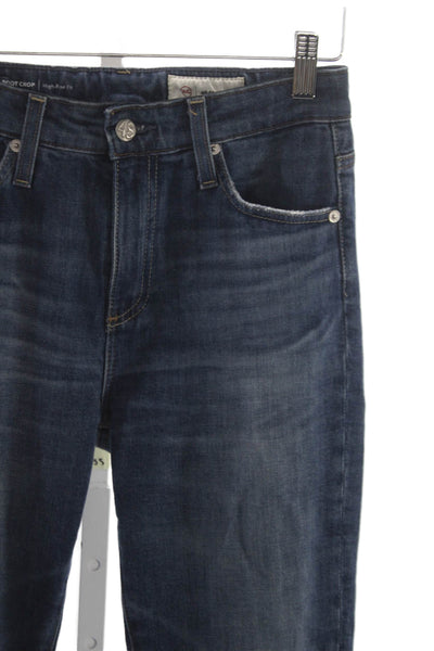 AG Adriano Goldschmied Women Cropped Jeans Blue Cotton Mid Rise Size 25