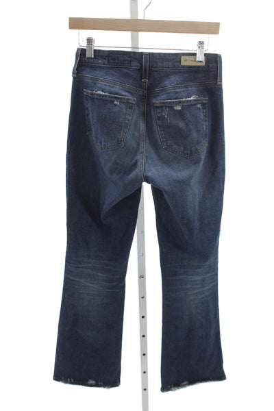 AG Adriano Goldschmied Women Cropped Jeans Blue Cotton Mid Rise Size 25