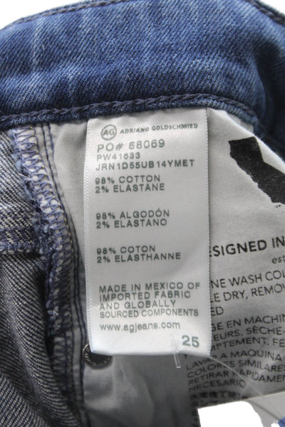 AG Adriano Goldschmied Women Cropped Jeans Blue Cotton Mid Rise Size 25