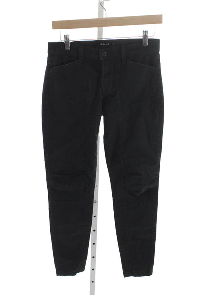 J Brand Womens Skinny Black Cotton Blend Pants Button Closure Size 25