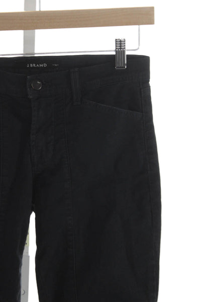 J Brand Womens Skinny Black Cotton Blend Pants Button Closure Size 25