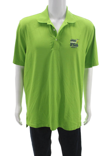 Polo Golf Ralph Lauren Mens Basic Polo Green Cotton Solid Collared Size L