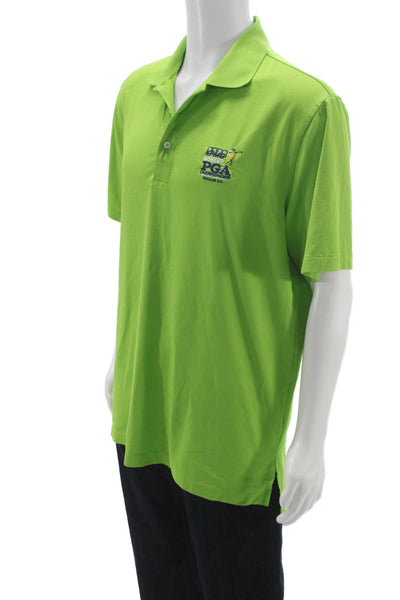 Polo Golf Ralph Lauren Mens Basic Polo Green Cotton Solid Collared Size L
