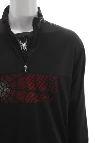 Spyder Mens Collared Zip Pullover Jacket Black Polyester Spider Graphic Size L