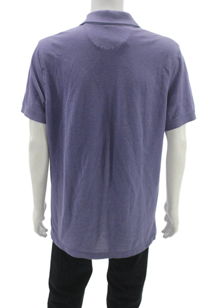 Brooks Brothers Mens Polo Purple Collared Short Sleeve Supima Cotton Size L