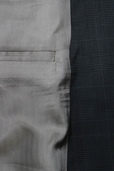 Oscar de la Renta Mens Blazer Gray Plaid Worsted Wool Size 40