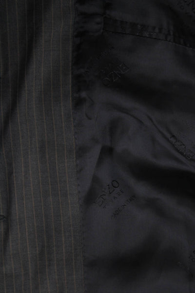 Enzo Tovare Mens Pure Virgin Wool Brown Striped Blazer Size 40