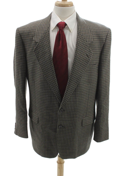Nino Cerruti Mens Brown Wool Check Blazer Size 42